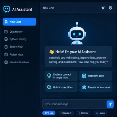 AI Chat Assistant project: dark-themed application interface screenshot