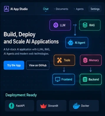 End-to-End AI Application project: dark-themed application interface screenshot